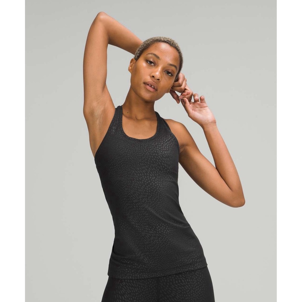 NWT Lululemon Cool Racerback Tank Top *Nulu Jewel Emboss Black Size 10